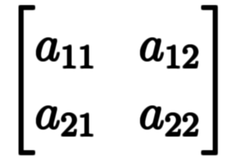 $$ \begin{bmatrix} a_{11} & a_{12} \\ a_{21} & a_{22} \end{bmatrix} $$